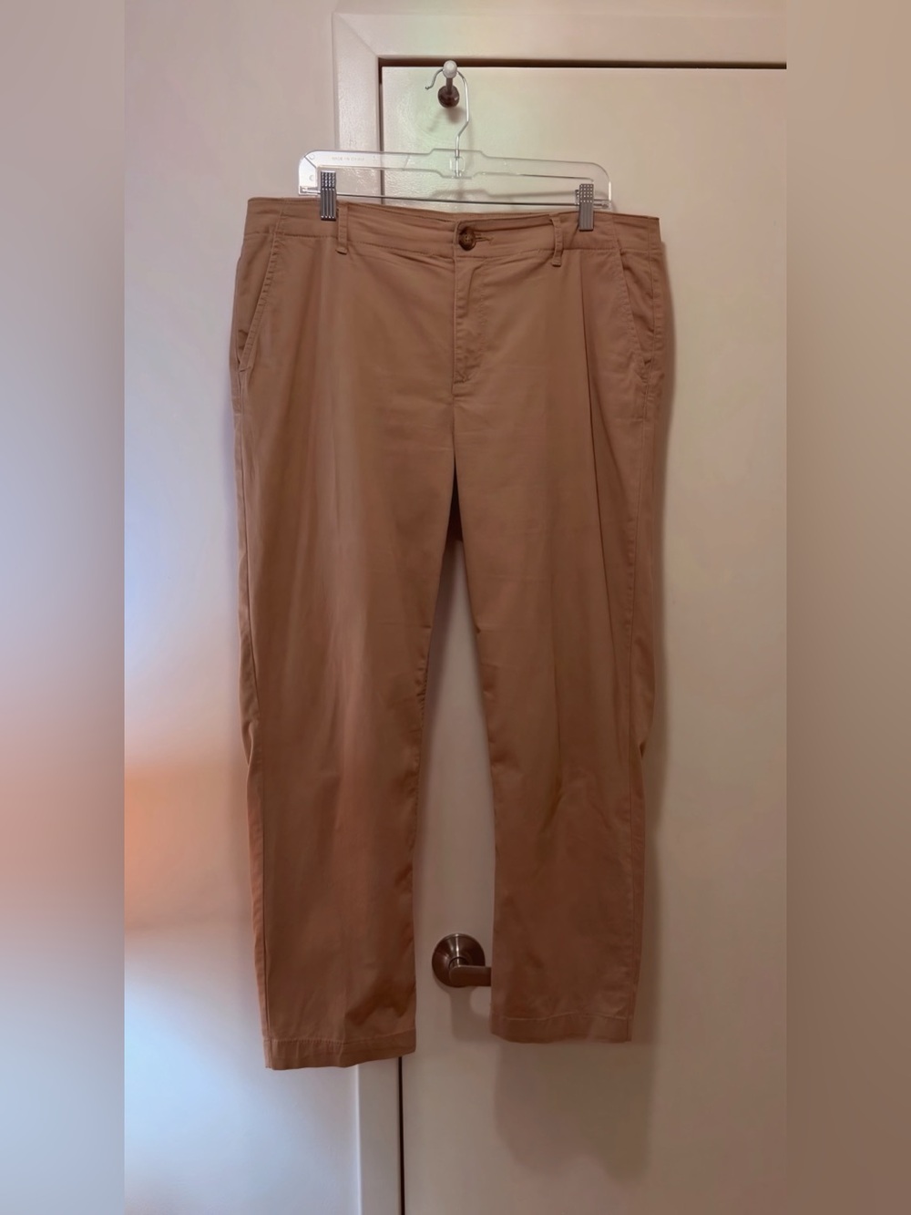 Mid-Rise Tan Chinos Cotton Blend Work Casual
